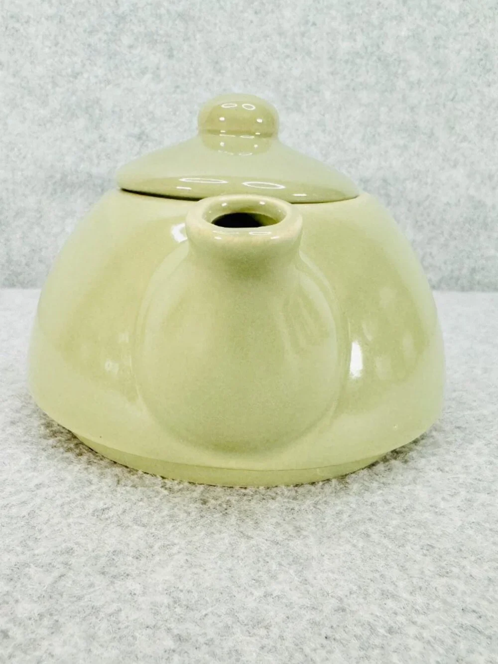 Pier 1 Tea For One Stoneware Stacking Cup and Teapot w Lid Green